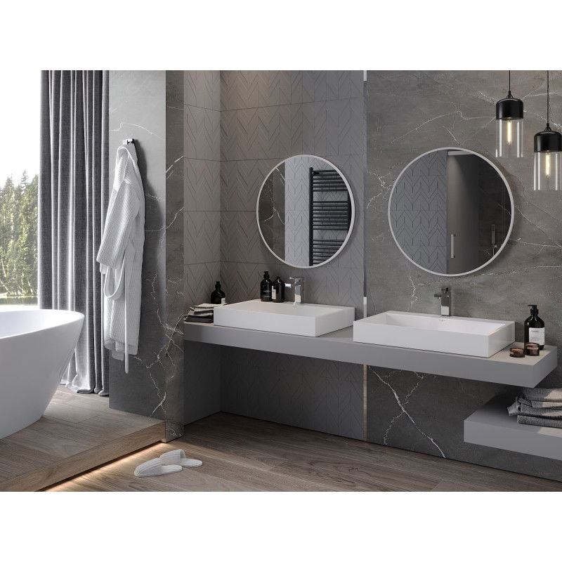 Mexen Loft koupelnové zrcadlo kulaté 70 cm, bílý rám - 9850-070-070-000-20