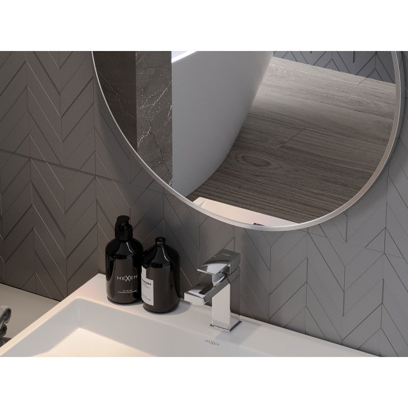 Mexen Loft kulaté koupelnové zrcadlo 40 cm, rám inox - 9850-040-040-000-10