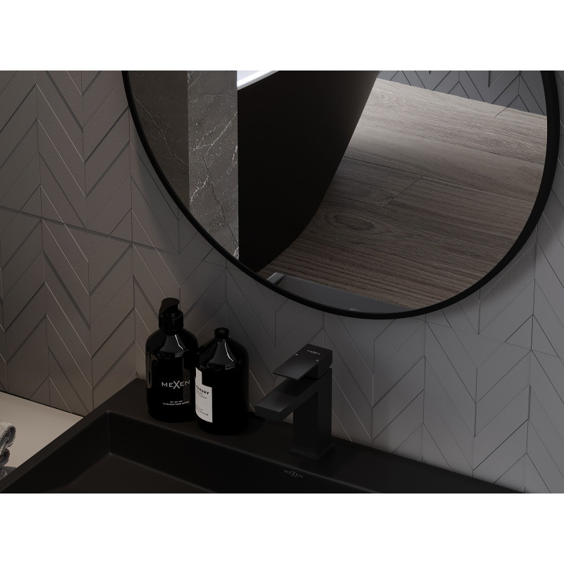 Mexen Loft koupelnové zrcadlo kulaté 70 cm, černý rám - 9850-070-070-000-70