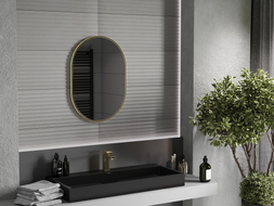 Mexen Loft oválné koupelnové zrcadlo 70 x 50 cm, rám v kartáčovaném zlatém provedení - 9851-070-050-000-50