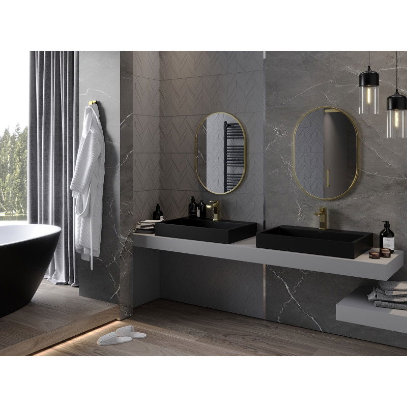 Mexen Loft oválné koupelnové zrcadlo 70 x 50 cm, zlatý rám - 9851-070-050-000-50