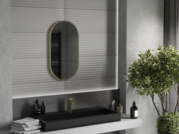 Mexen Loft oválné koupelnové zrcadlo 75 x 40 cm, zlatý rám - 9851-075-040-000-50
