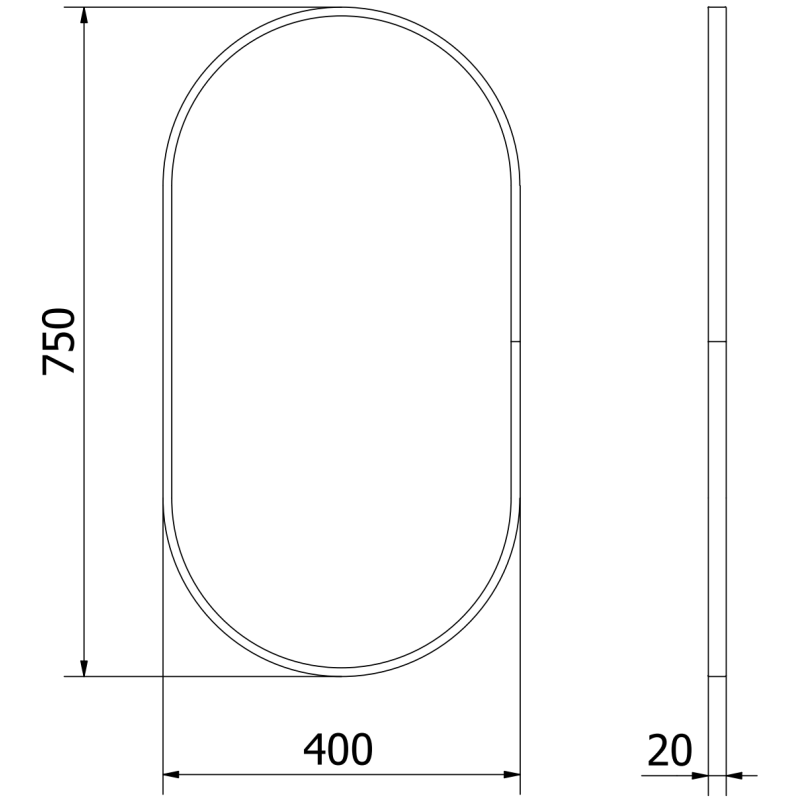 Mexen Loft zrcadlo koupelnové oválné 75 x 40 cm, černý rám - 9851-075-040-000-70