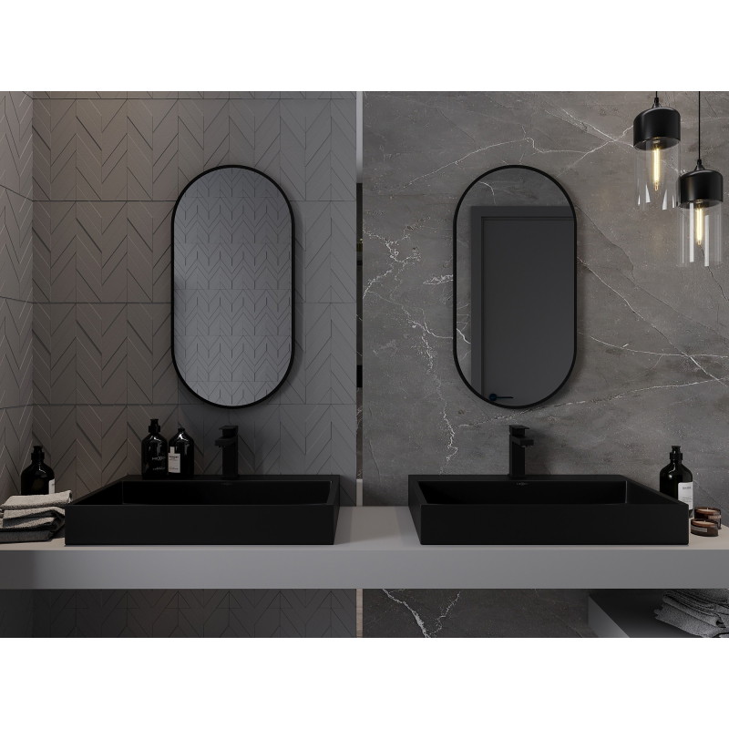 Mexen Loft oválné koupelnové zrcadlo 80 x 40 cm, černý rám - 9851-080-040-000-70