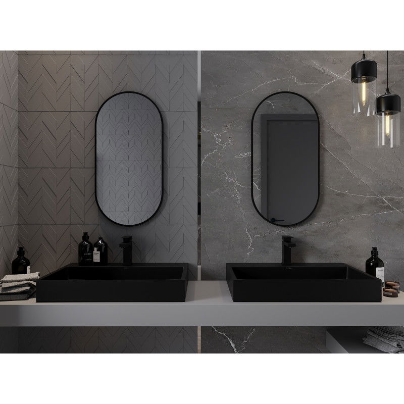 Mexen Loft zrcadlo oválné 80 x 40 cm, černý rám - 9851-080-040-000-70