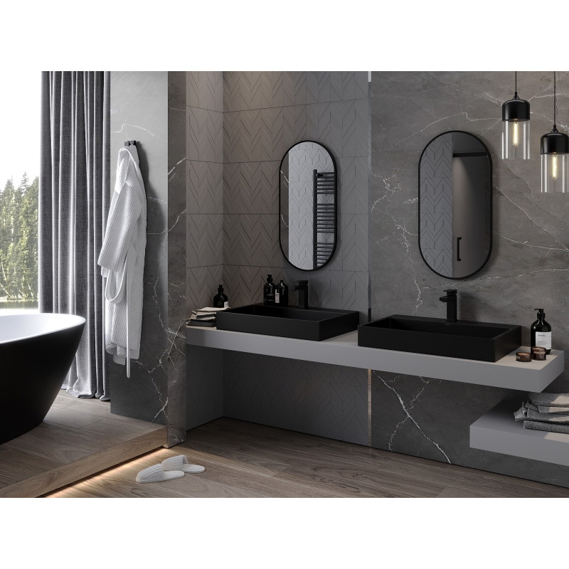 Mexen Loft oválné koupelnové zrcadlo 80 x 40 cm, černý rám - 9851-080-040-000-70