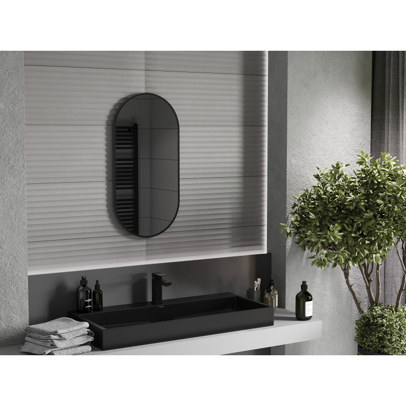 Mexen Loft oválné koupelnové zrcadlo 80 x 40 cm, černý rám - 9851-080-040-000-70