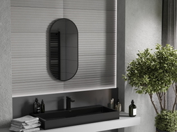 Mexen Loft oválné koupelnové zrcadlo 80 x 40 cm, černý rám - 9851-080-040-000-70