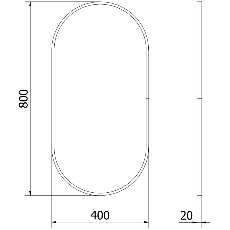 Mexen Loft oválné koupelnové zrcadlo 80 x 40 cm, černý rám - 9851-080-040-000-70