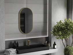 Mexen Loft oválné koupelnové zrcadlo 80 x 45 cm, rám v broušeném zlatém provedení - 9851-080-045-000-50