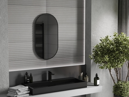 Mexen Loft oválné koupelnové zrcadlo 80 x 45 cm, černý rám - 9851-080-045-000-70