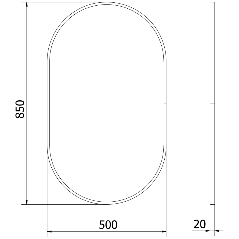 Mexen Loft oválné koupelnové zrcadlo 85 x 50 cm, černý rám - 9851-085-050-000-70