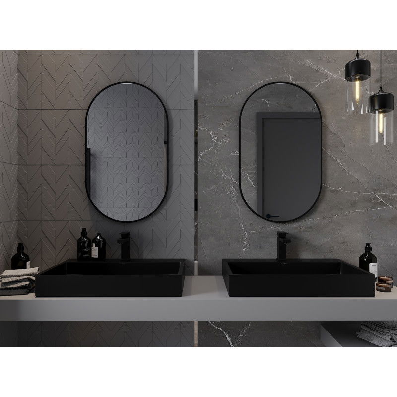 Mexen Loft oválné koupelnové zrcadlo 85 x 50 cm, černý rám - 9851-085-050-000-70