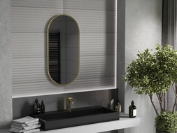 Mexen Loft oválné koupelnové zrcadlo 90 x 45 cm, rám v kartáčovaném zlatém provedení - 9851-090-045-000-50
