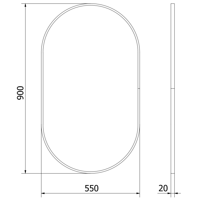 Mexen Loft zrcadlo koupelnové oválné 90 x 55 cm, černý rám - 9851-090-055-000-70