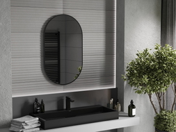 Mexen Loft oválné koupelnové zrcadlo 90 x 55 cm, černý rám - 9851-090-055-000-70