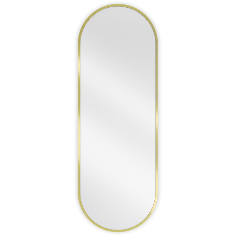 Mexen Loft Oválné koupelnové zrcadlo 100 x 35 cm, rám v kartáčovaném zlatém provedení - 9851-100-035-000-50