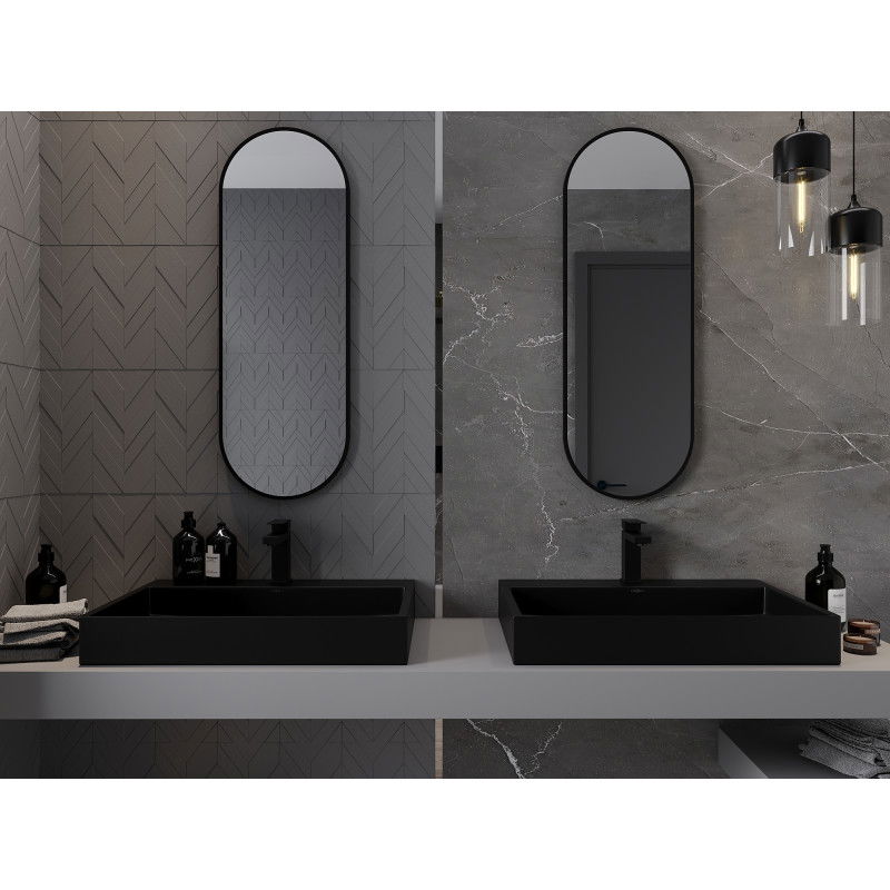 Mexen Loft oválné koupelnové zrcadlo 100 x 35 cm, černý rám - 9851-100-035-000-70