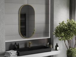 Mexen Loft oválné koupelnové zrcadlo 100 x 50 cm, zlatý rám - 9851-100-050-000-50