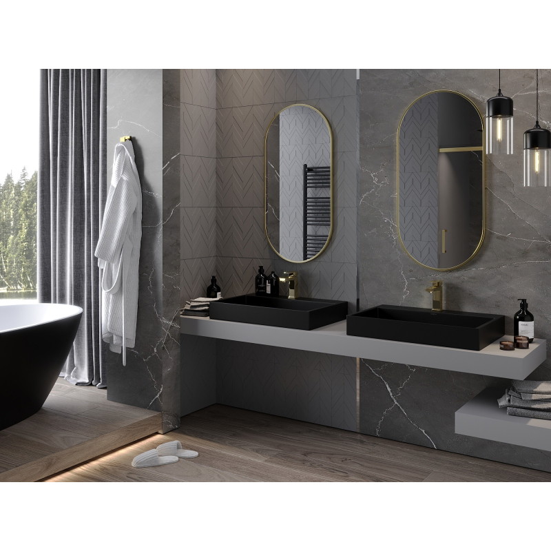 Mexen Loft Oválné koupelnové zrcadlo 100 x 50 cm, rám v kartáčovaném zlatém provedení - 9851-100-050-000-50