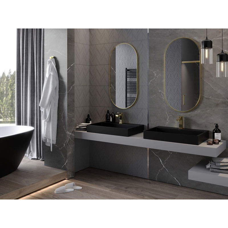 Mexen Loft oválné koupelnové zrcadlo 100 x 50 cm, zlatý rám - 9851-100-050-000-50