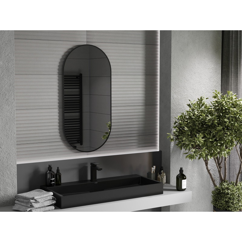 Mexen Loft oválné koupelnové zrcadlo 100 x 50 cm, černý rám - 9851-100-050-000-70