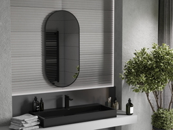 Mexen Loft oválné koupelnové zrcadlo 100 x 50 cm, černý rám - 9851-100-050-000-70