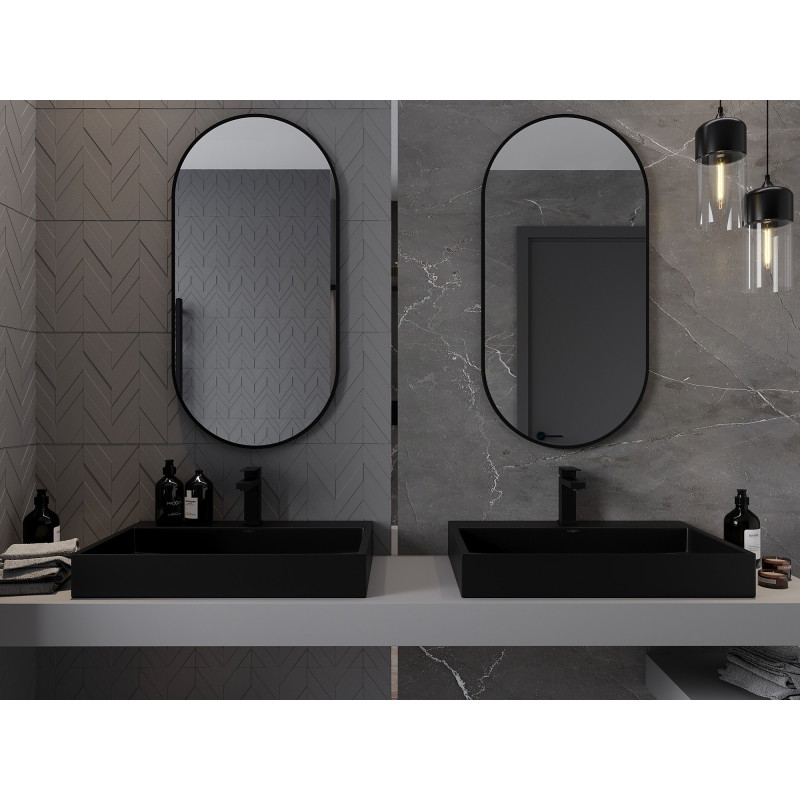 Mexen Loft oválné koupelnové zrcadlo 100 x 50 cm, černý rám - 9851-100-050-000-70