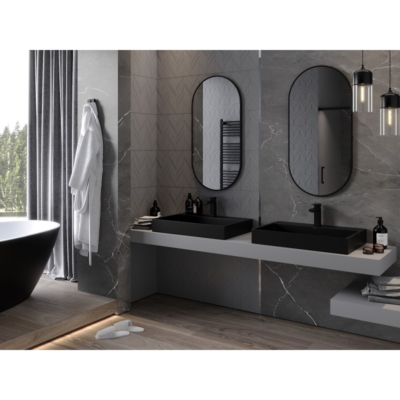 Mexen Loft oválné koupelnové zrcadlo 100 x 50 cm, černý rám - 9851-100-050-000-70