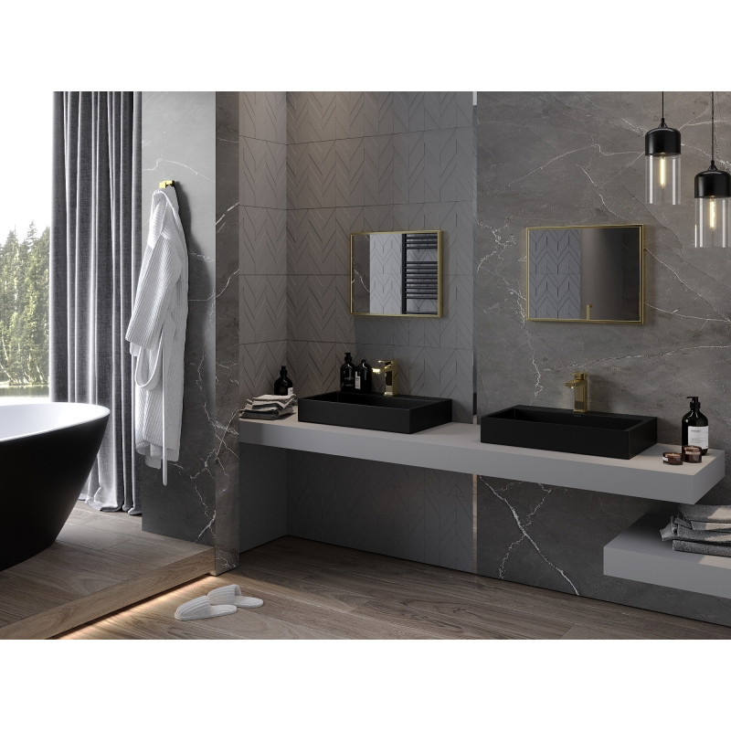Mexen Loft obdélníkové koupelnové zrcadlo 50 x 40 cm, zlatý rám - 9852-050-040-000-50