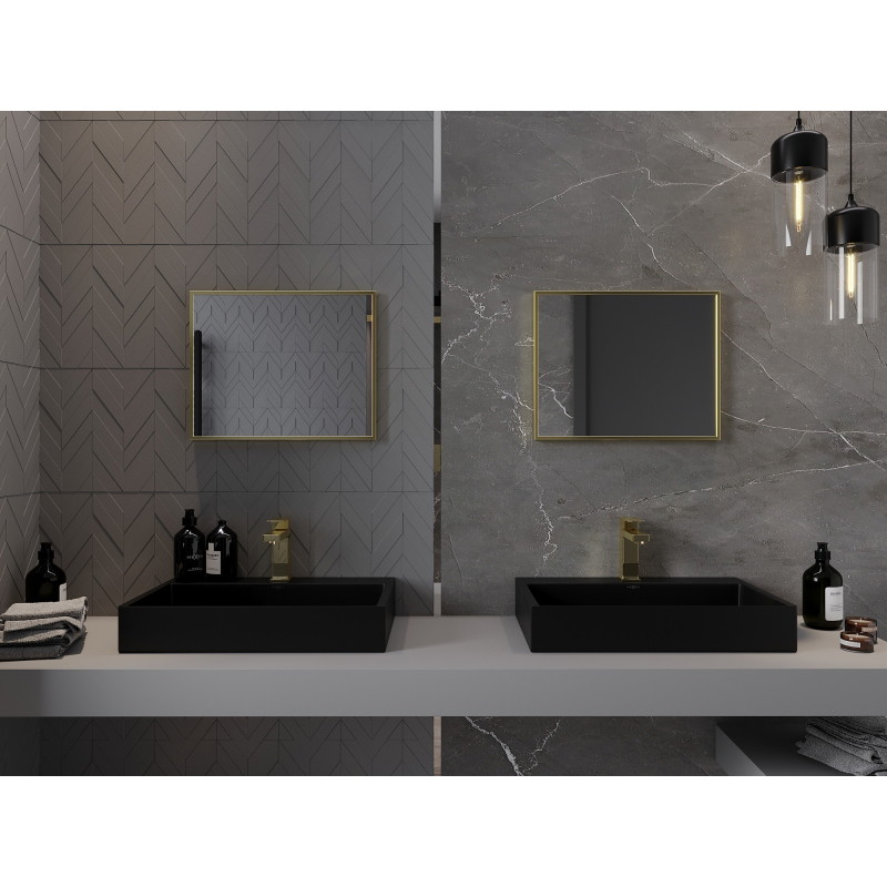 Mexen Loft obdélníkové koupelnové zrcadlo 50 x 40 cm, zlatý rám - 9852-050-040-000-50