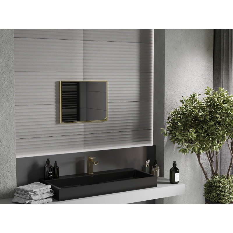Mexen Loft obdélníkové koupelnové zrcadlo 50 x 40 cm, zlatý rám - 9852-050-040-000-50