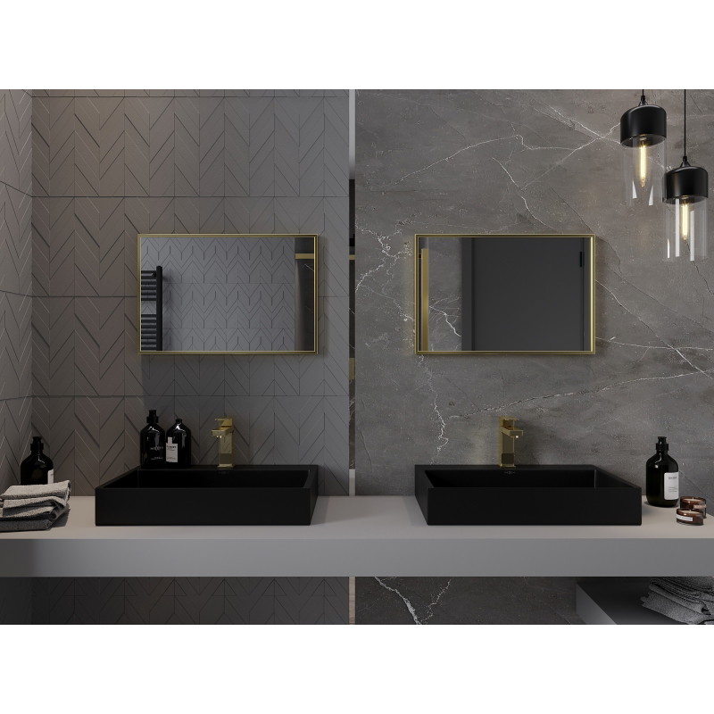 Mexen Loft obdélníkové koupelnové zrcadlo 60 x 40 cm, rám v kartáčovaném zlatém provedení - 9852-060-040-000-50