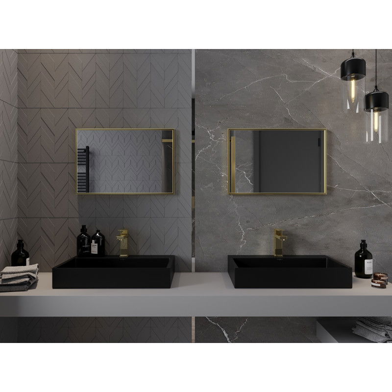 Mexen Loft obdélníkové koupelnové zrcadlo 60 x 40 cm, zlatý rám - 9852-060-040-000-50