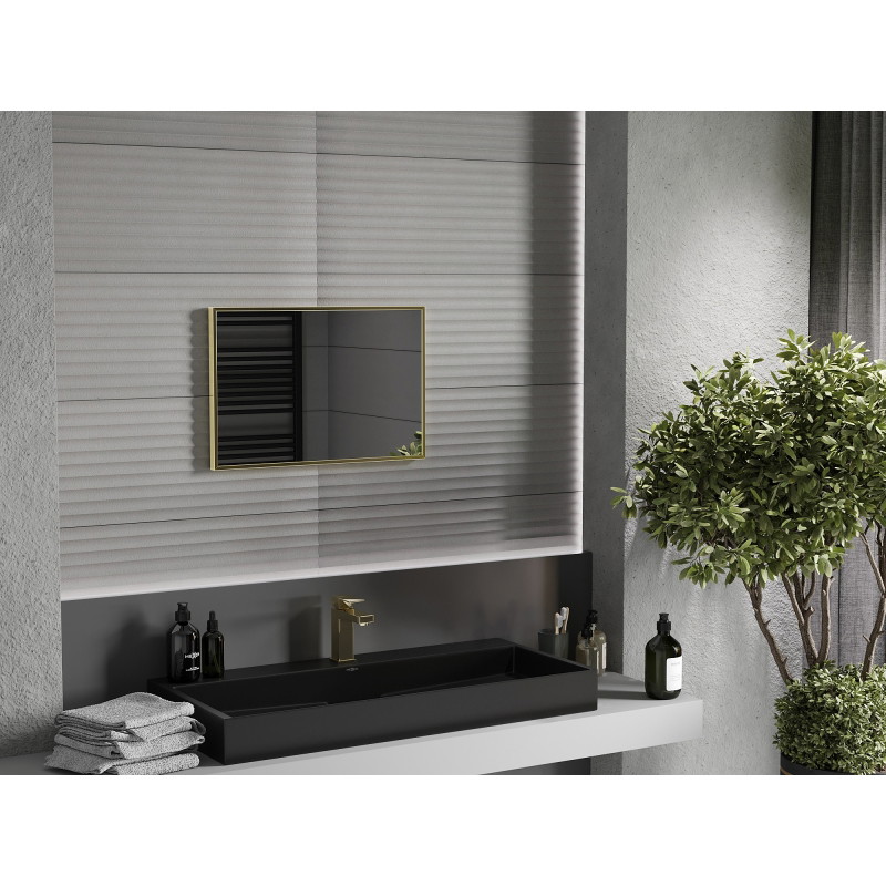 Mexen Loft obdélníkové koupelnové zrcadlo 60 x 40 cm, rám v kartáčovaném zlatém provedení - 9852-060-040-000-50