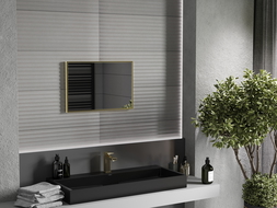 Mexen Loft obdélníkové koupelnové zrcadlo 60 x 40 cm, zlatý rám - 9852-060-040-000-50