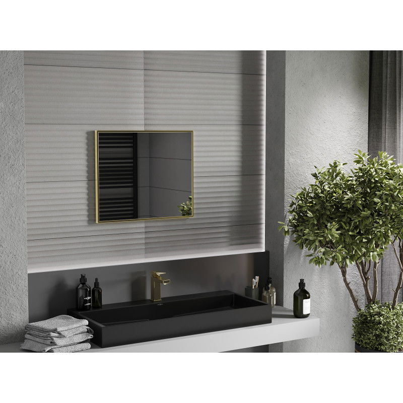 Mexen Loft obdélníkové koupelnové zrcadlo 60 x 50 cm, zlatý rám - 9852-060-050-000-50