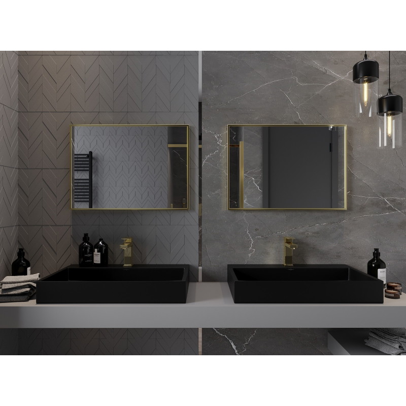 Mexen Loft obdélníkové koupelnové zrcadlo 70 x 50 cm, rám v kartáčovaném zlatém provedení - 9852-070-050-000-50