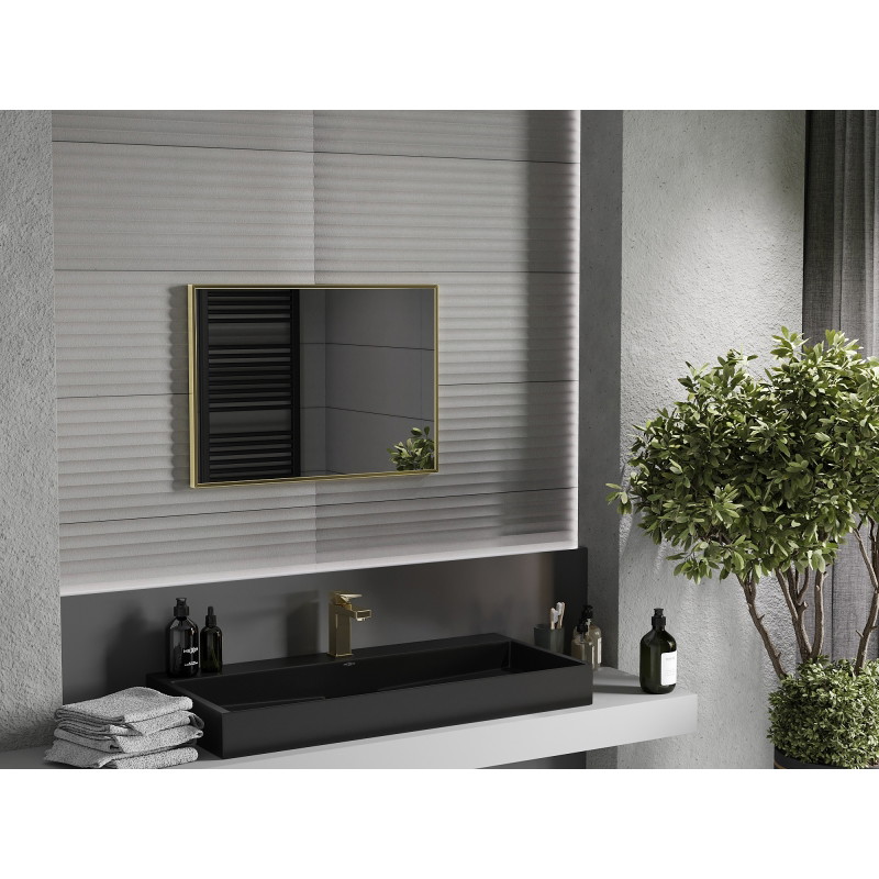 Mexen Loft obdélníkové koupelnové zrcadlo 70 x 50 cm, zlatý rám - 9852-070-050-000-50