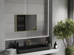 Mexen Loft obdélníkové koupelnové zrcadlo 70 x 50 cm, zlatý rám - 9852-070-050-000-50