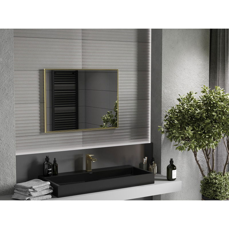 Mexen Loft koupelnové zrcadlo obdélníkové 80 x 60 cm, zlatý rám - 9852-080-060-000-50
