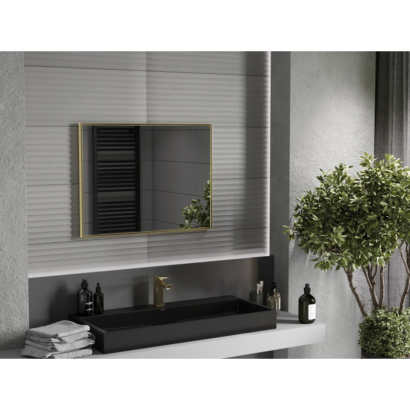Mexen Loft obdélníkové koupelnové zrcadlo 80 x 60 cm, zlatý rám - 9852-080-060-000-50