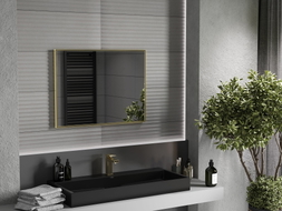Mexen Loft obdélníkové koupelnové zrcadlo 80 x 60 cm, zlatý rám - 9852-080-060-000-50