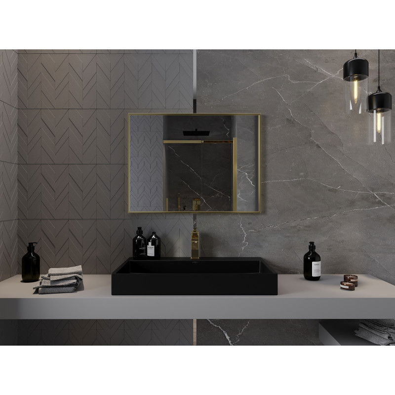 Mexen Loft koupelnové zrcadlo obdélníkové 80 x 60 cm, zlatý rám - 9852-080-060-000-50