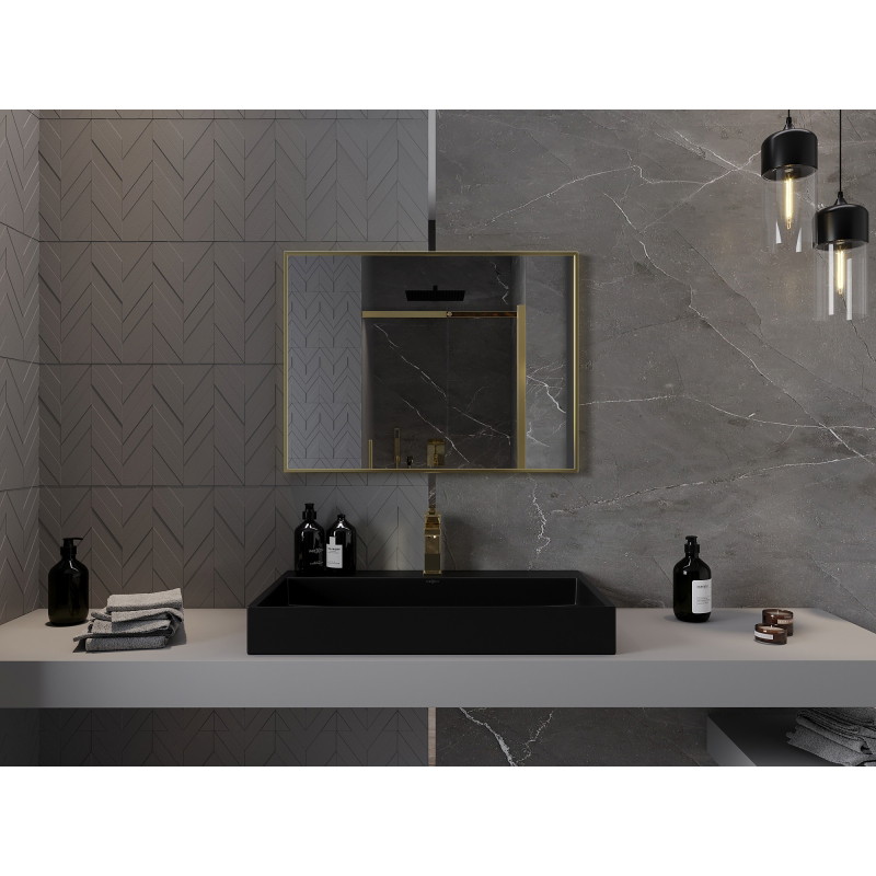 Mexen Loft obdélníkové koupelnové zrcadlo 80 x 60 cm, zlatý rám - 9852-080-060-000-50