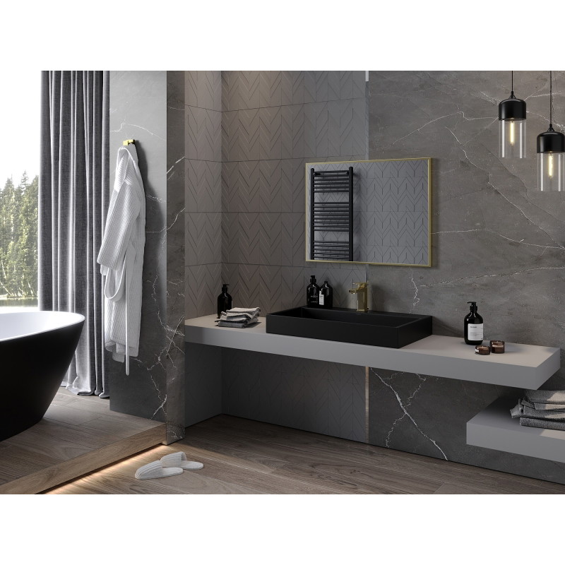 Mexen Loft obdélníkové koupelnové zrcadlo 80 x 60 cm, zlatý rám - 9852-080-060-000-50