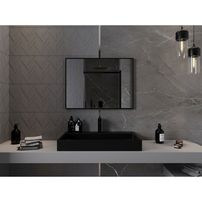 Mexen Loft koupelnové zrcadlo obdélníkové 80 x 60 cm, černý rám - 9852-080-060-000-70