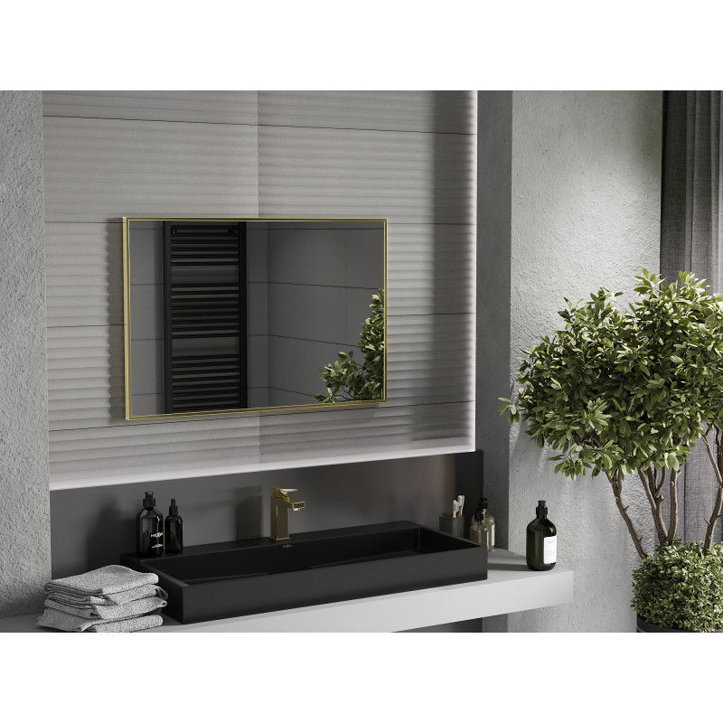 Mexen Loft obdélníkové koupelnové zrcadlo 90 x 60 cm, zlatý rám - 9852-090-060-000-50