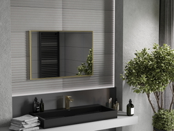 Mexen Loft obdélníkové koupelnové zrcadlo 90 x 60 cm, rám v kartáčovaném zlatě - 9852-090-060-000-50