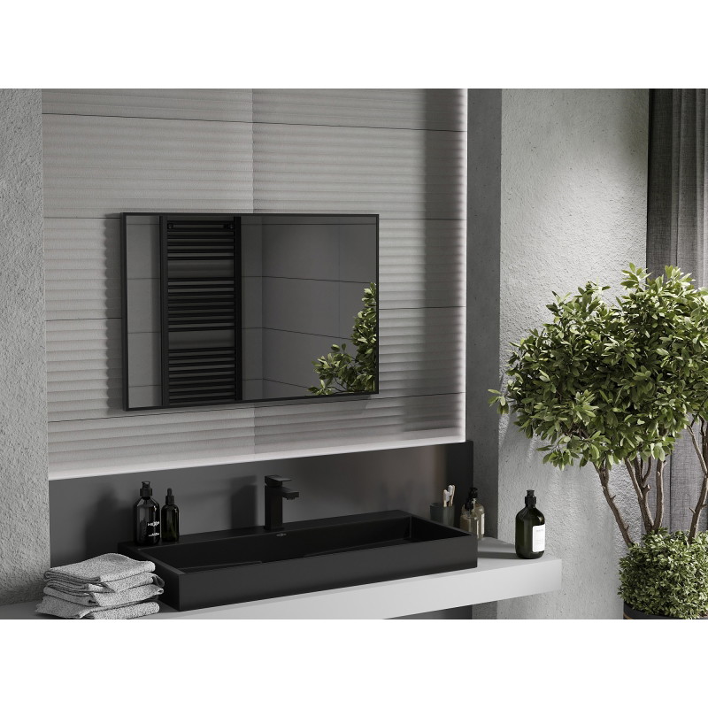 Mexen Loft obdélníkové koupelnové zrcadlo 90 x 60 cm, černý rám - 9852-090-060-000-70